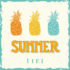 Hand drawn vintage label with pineapples and hand lettering N3