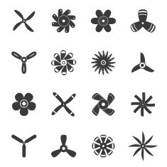 Propellers or funs icons set