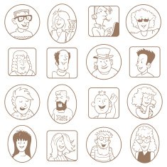 Set of Portraits Funny People in Doodle Style N2