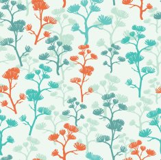 Asian Trees Seamless Pattern Background N2