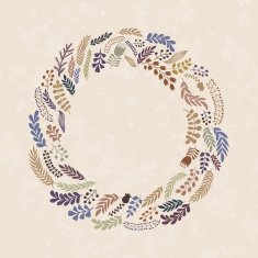 Silhouettes of tree leaves in circle