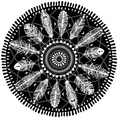 Round Ornament with feathers