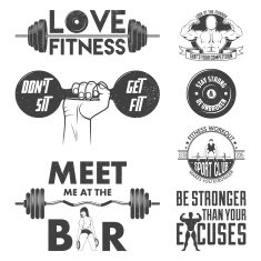 Fitness vector set Vintage elements and labels