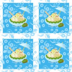 Seamless Ice Cream and Floral Pattern N4