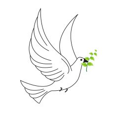 Silhouette of a dove with branch in its beak vector