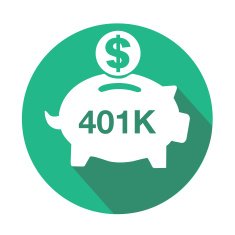 401K flat round icon