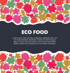 Eco food background with berries flowers leaves