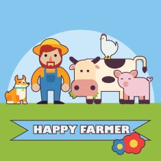 Farmer and farm animals set