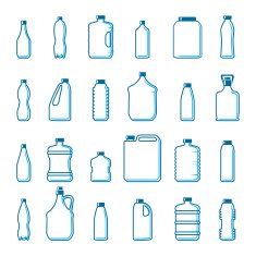 Vector plastic bottles in outline style N2