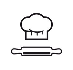 chef hats and rolling pin