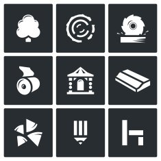 Wood products industry icons set Vector Illustration N2
