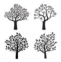 Set of black vector tree with leafs N2
