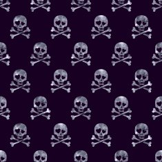 Silver glitter skulls in love seamless pattern