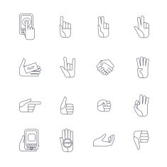 Hand icons set line contour