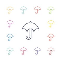 umbrella flat icons set