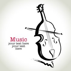 Grunge drawing cello with brushwork