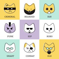 Flat line icons modern style with different faces vector
