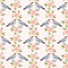 Vintage pattern with birds and roses N2