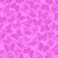 Seamless Pattern Pink Outline Butterflies