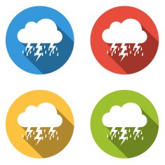 Collection of 4 isolated flat buttons for storm