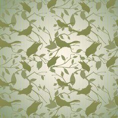 Vintage background with branches and birds N2