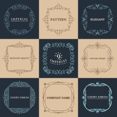 Calligraphic frames set Vector vintage elegant text border