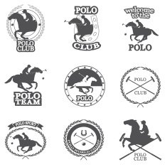 Set of vintage horse polo club labels N3