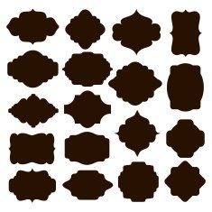 Set of black silhouette frames for badges N2