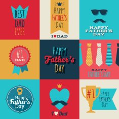 Happy fathers day vintage retro badges set