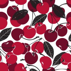 Seamless pattern with cherry on a white background N3