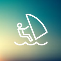 Wind surfing thin line icon N4