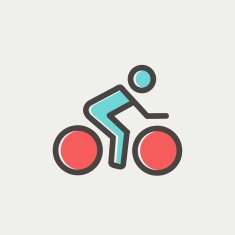 Sport bike and rider thin line icon N4