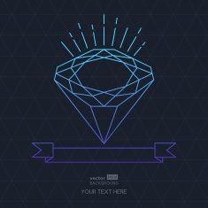 Vector line diamond stone and ribbon Jewelry illustration