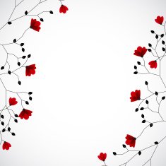 Abstract nature background with red flowers Vector N6