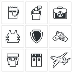 Protection of the president and nuclear suitcase icons Vector Illustration N2