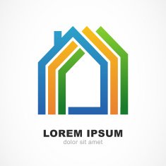 Abstract colorful silhouettes of houses Vector logo icon template