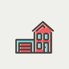 House with garage thin line icon N3