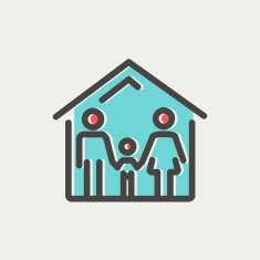Family house thin line icon