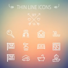 Real Estate thin line icon set N4