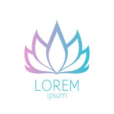 Beautiful pink and turquoise lotus flower logo sign