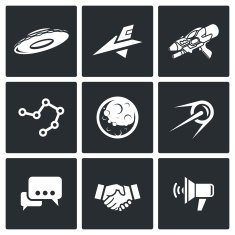 Aliens search Contact icons Vector Illustration