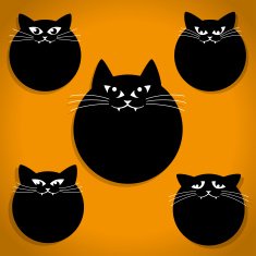 Scary Little Cats with Whiskers Halloween Icons