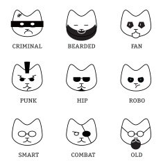 Flat line icons with different faces