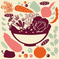 Decorative food icons - vector silhouettes of artistic vegetables