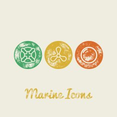 Lifebuoy Bubble and Propeller Marine Retro Icons - Grunge Vintage