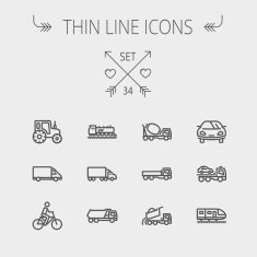Transportation thin line icon set N7
