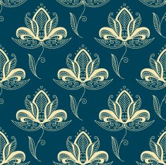 Oriental paisley beige flowers seamless pattern
