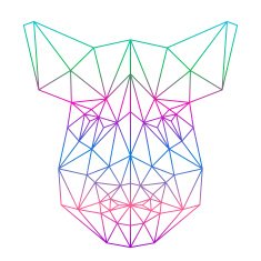 polygonal abstract gradient colored wild boar silhouette N2