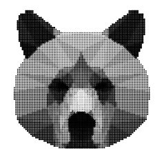 abstract monochrome bear portrait of circles isolated on white background