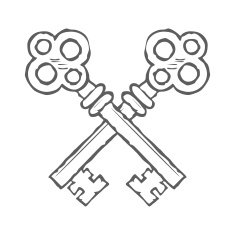 Crossed hand drawn keys design element vector N3